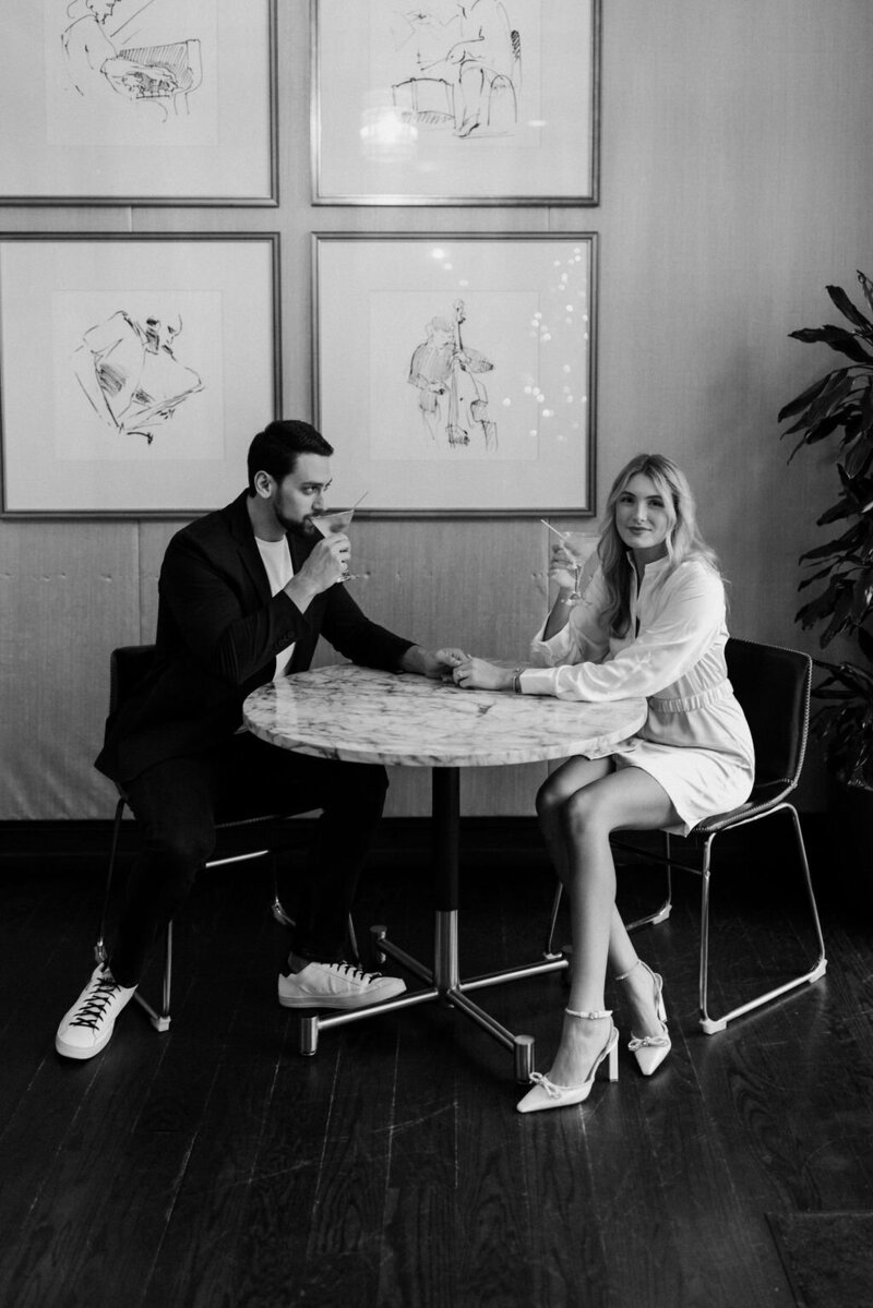 Modern Restaurant Engagement Photos