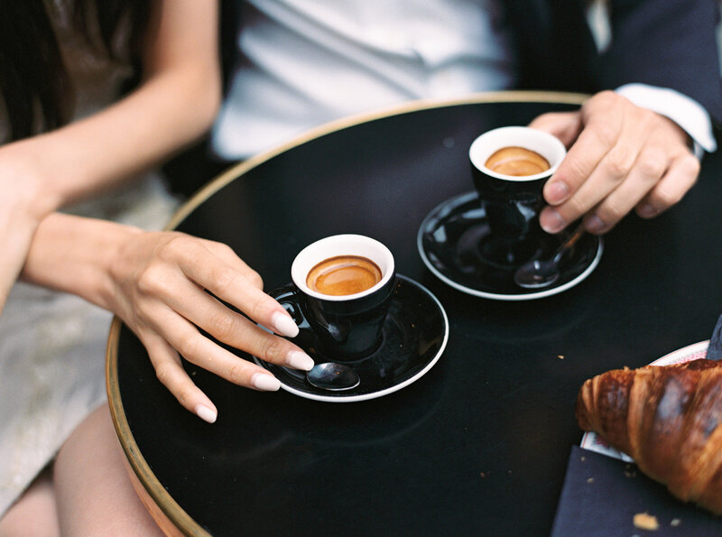 Detail Coffee Croissant in Paris, classical photography