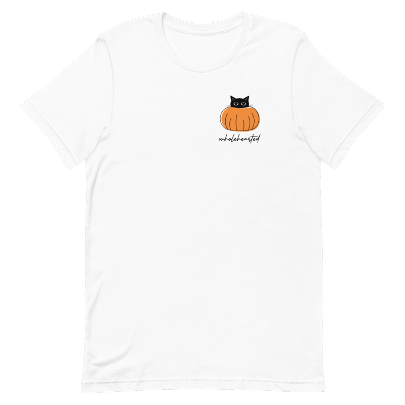 Small Halloween Logo on Front of White T-Shirt