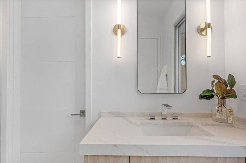 floating vanity in modern bathroom