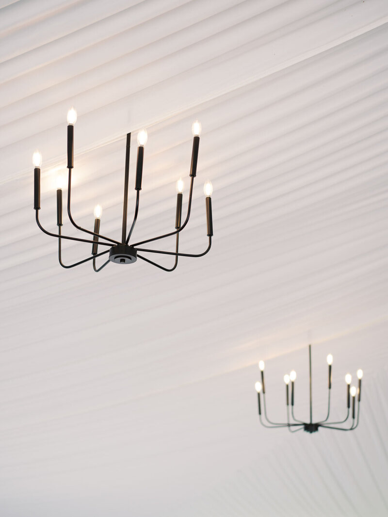 Elegant chandeliers at Chateau Lill
