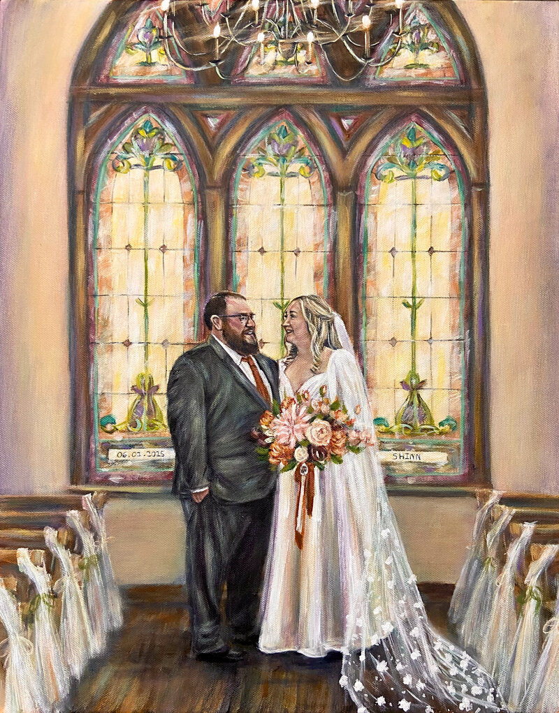 Miranda and Camerons Live Wedding Painting at The Chapel