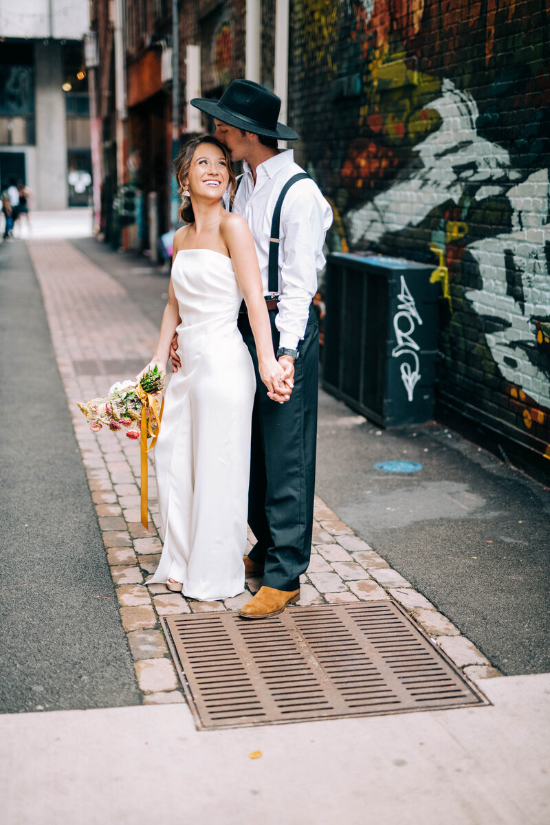 wedding photography in the city of knoxville with bride and groom