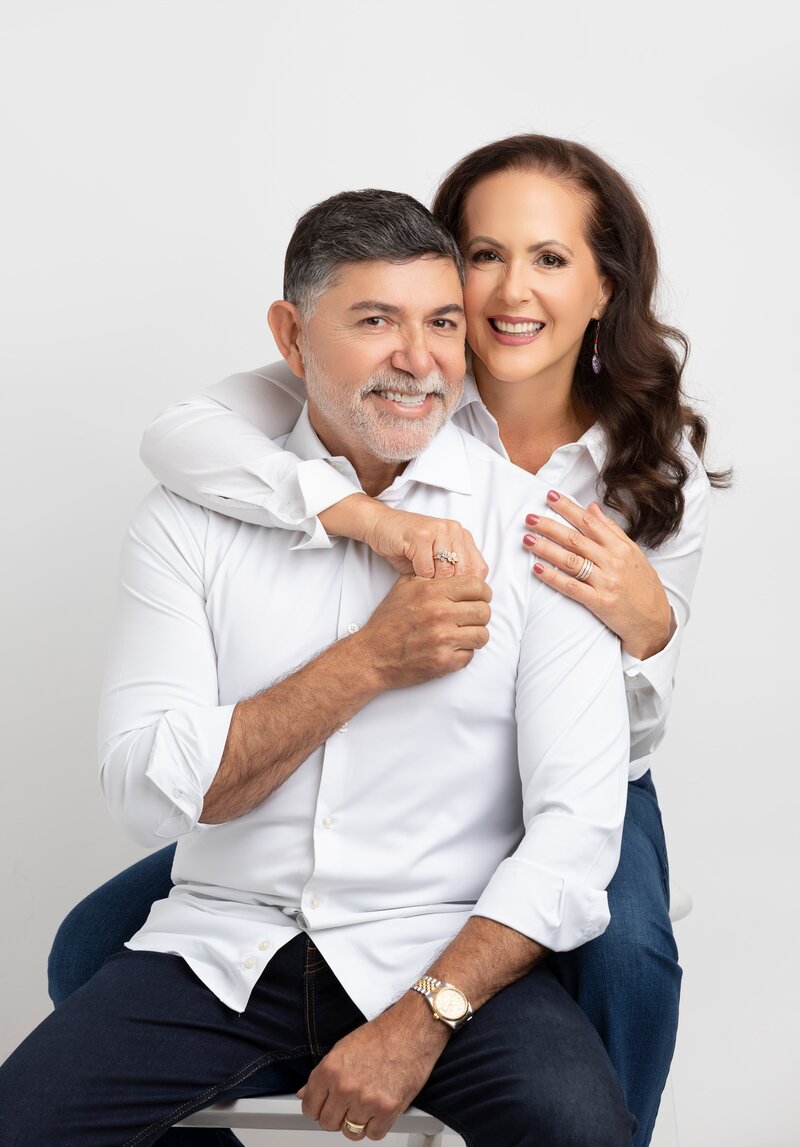 Maternity mother in blue gown