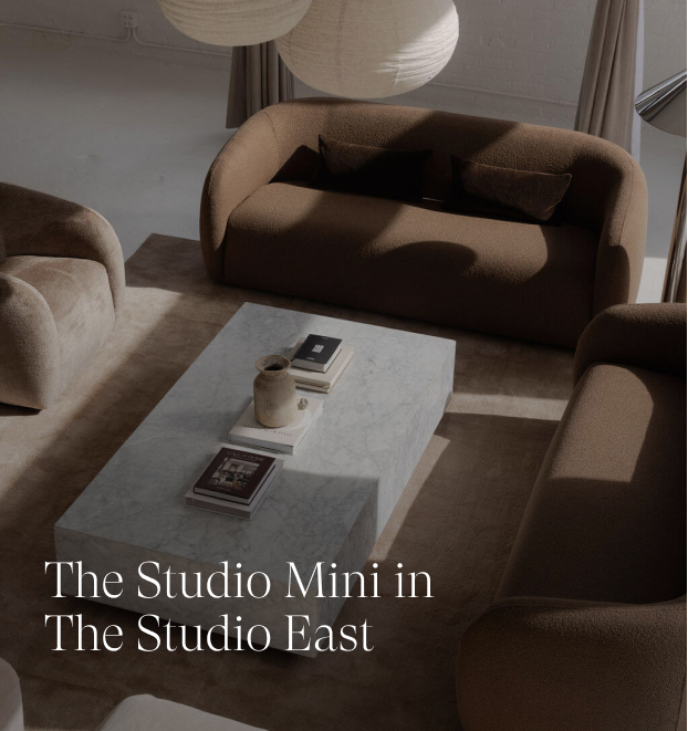 The Studio Mini showcasing their modern furniture and natural light. 