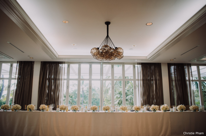 WM Four Seasons malolo head table wedding ivory linen