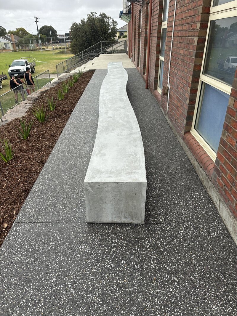 Concrete bench design and construction by Templeton's Concreting in Warrnambool. 