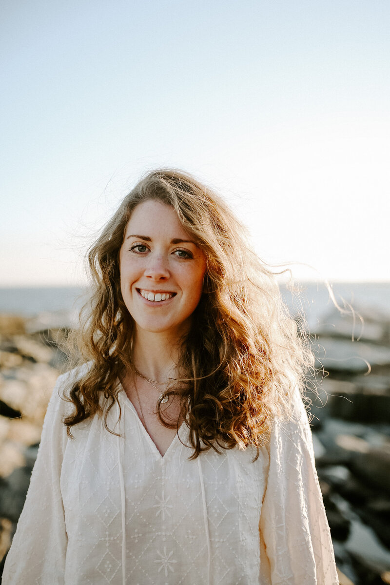 Michelle K. Martin, wedding photographer, on the Maine coastline