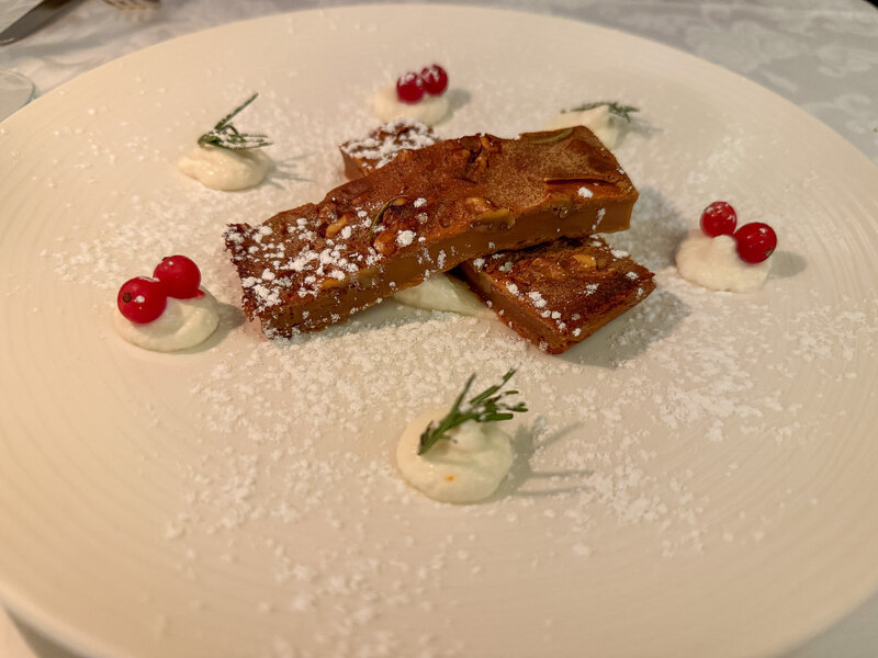 Chestnut cake (castagaccio) at Buca Di Sant'Antonio in Lucca, Italy