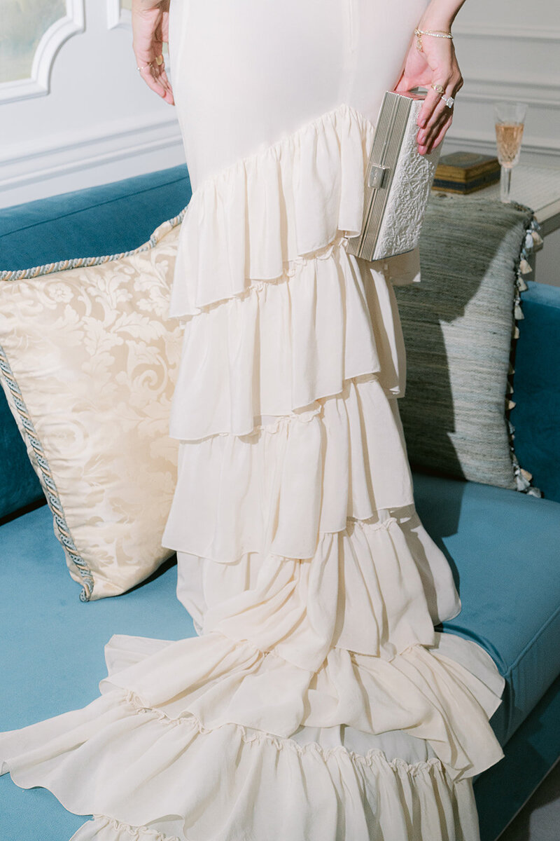Editorial bridal photoshoot in New York featuring Sara Nicole Vintage gown.