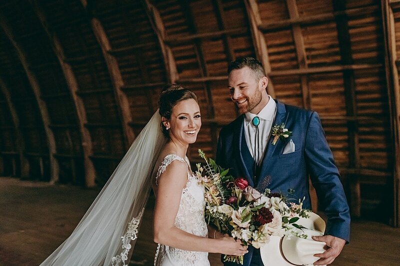 Bride and groom walk up memorial steps at their DC wedding