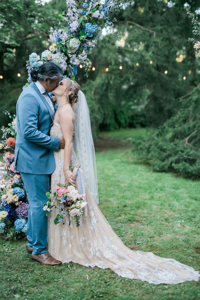 A Private Residence Bridgerton Inspired Wedding as seen in INSIDE WEDDINGS Magazine featuring gorgeous and lush pastel colored florals