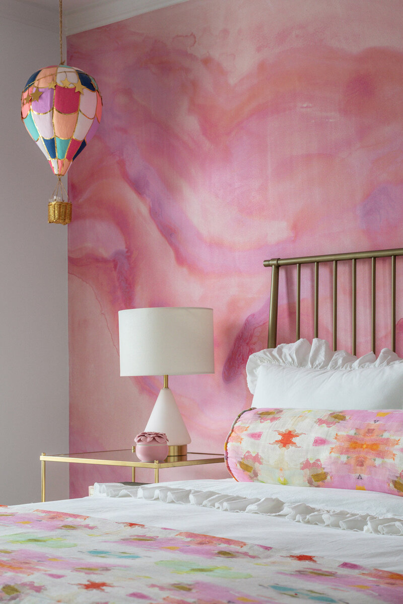 Playful and whimsical girls room designed by Zimmer Interiors.
