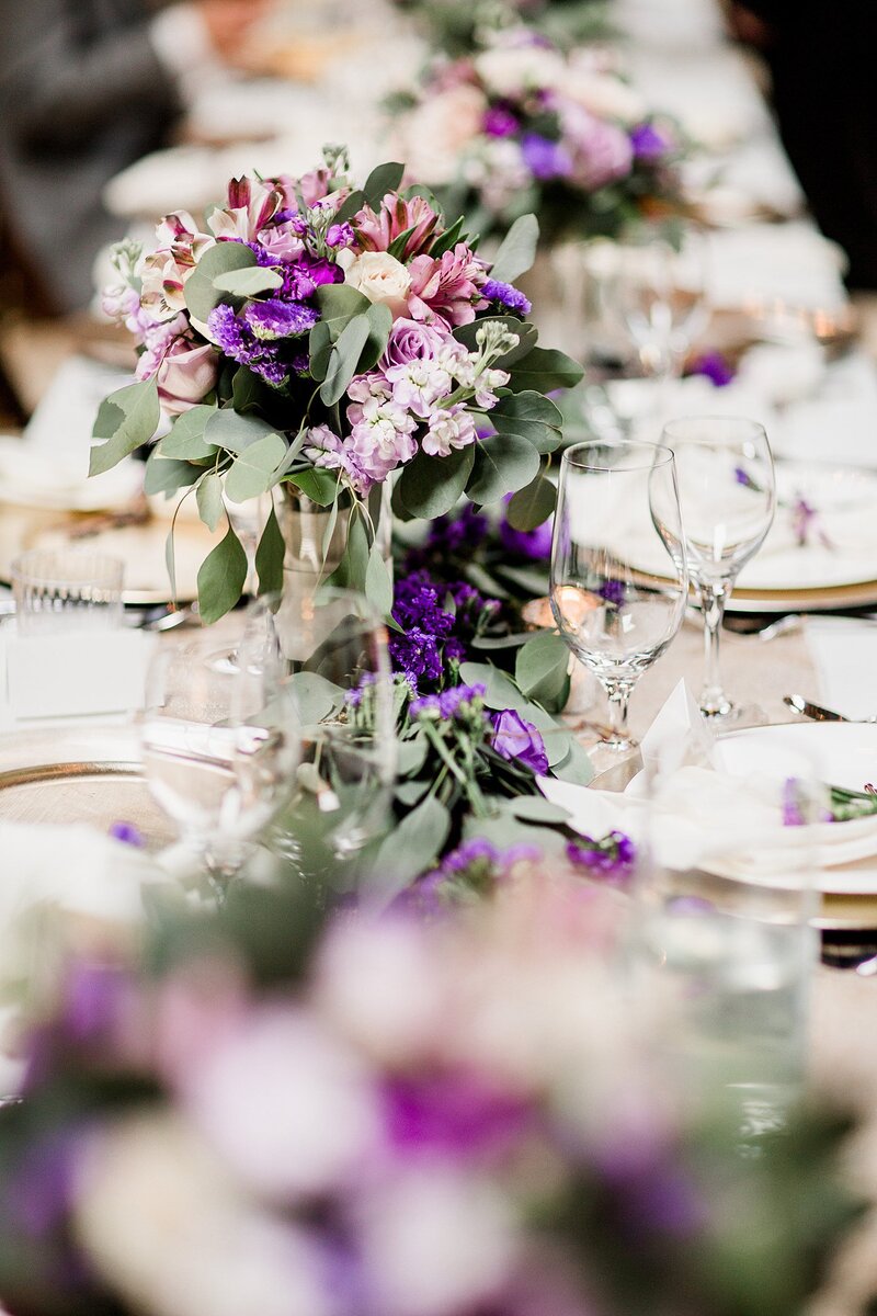 purple flower centerpiece by Knoxville Wedding Photographer, Amanda May Photos