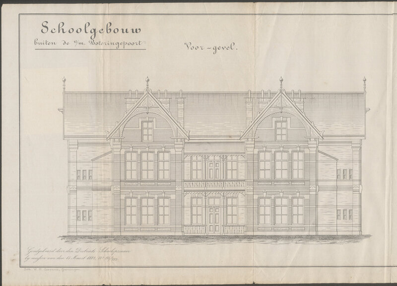 Tekening bouw school Boteringesingel 14 Groningen Groninger Archief