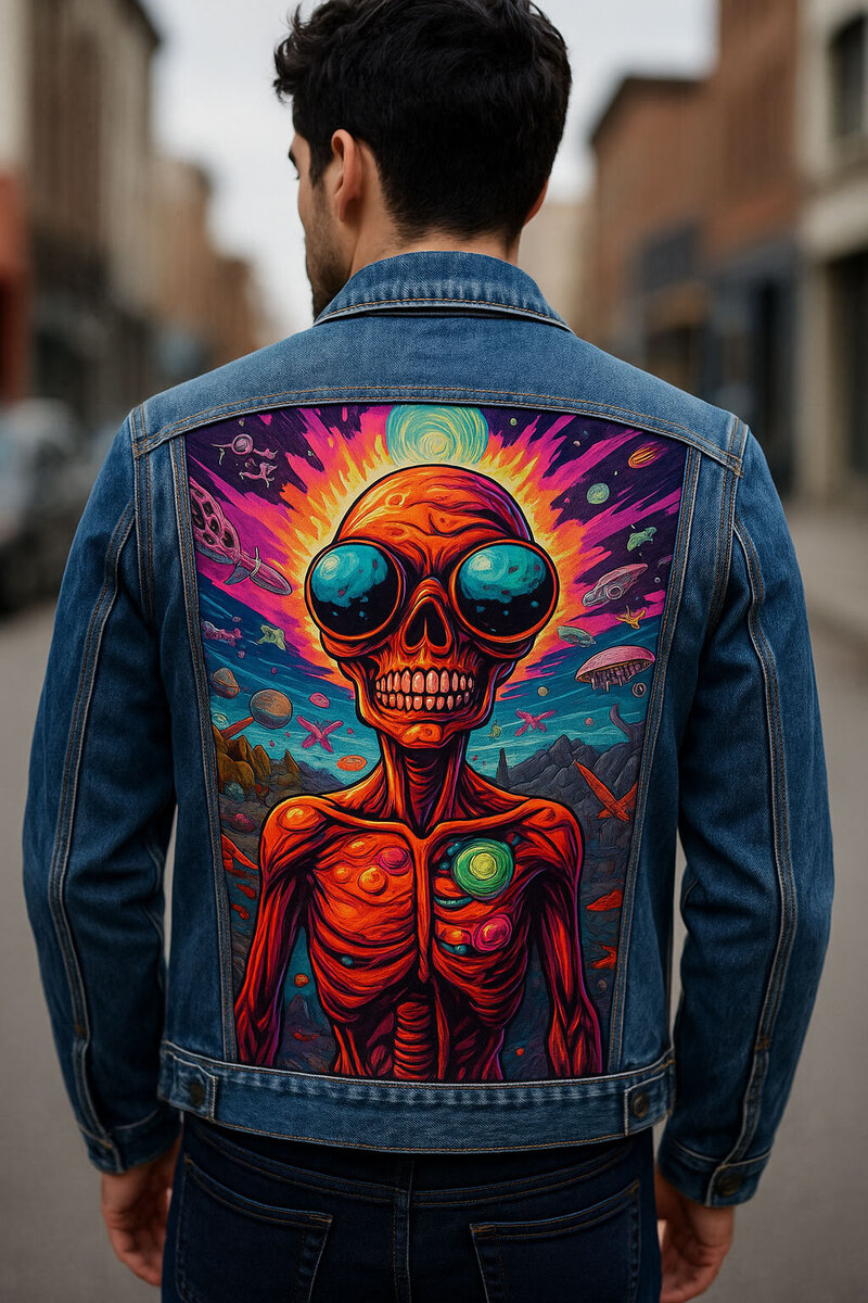 Sample of a tier 5 custom painted jean jacket
