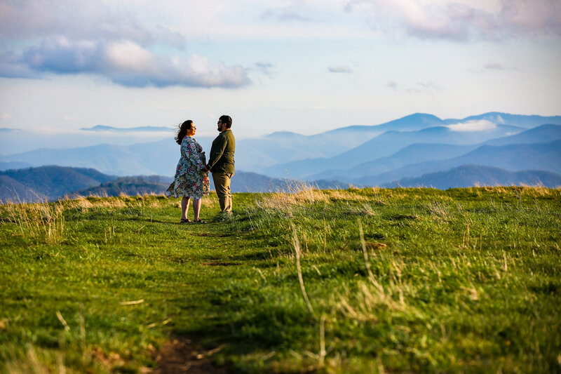 Asheville NC Photographer captures a proposal session at Max Patch. 