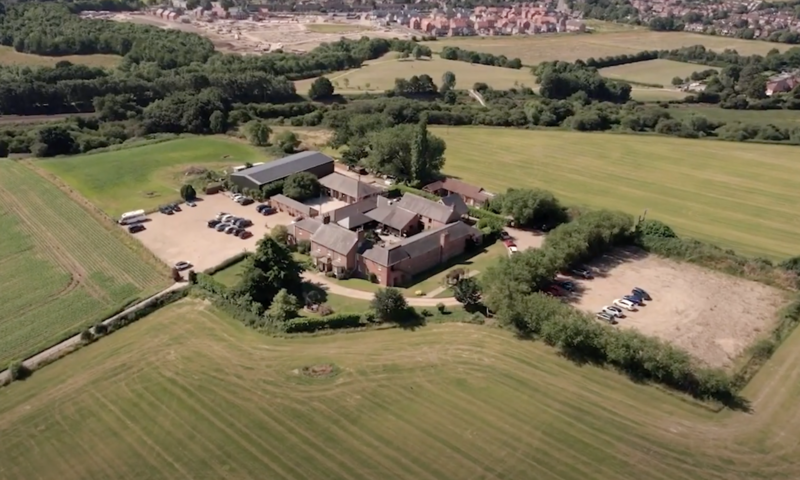 Drone footage of wedding day at Swancar Farm in Nottingham