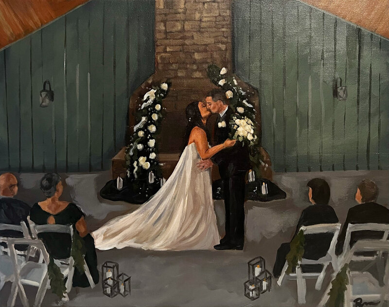outdoor bride and groom painting