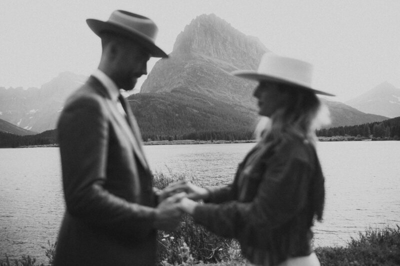 Many Glacier GNP Elopement Photos with Hats