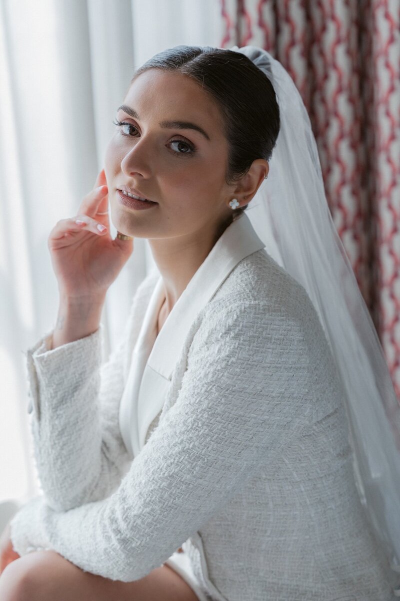 Editorial portrait of bride getting married at The Hoxton Hotel in London