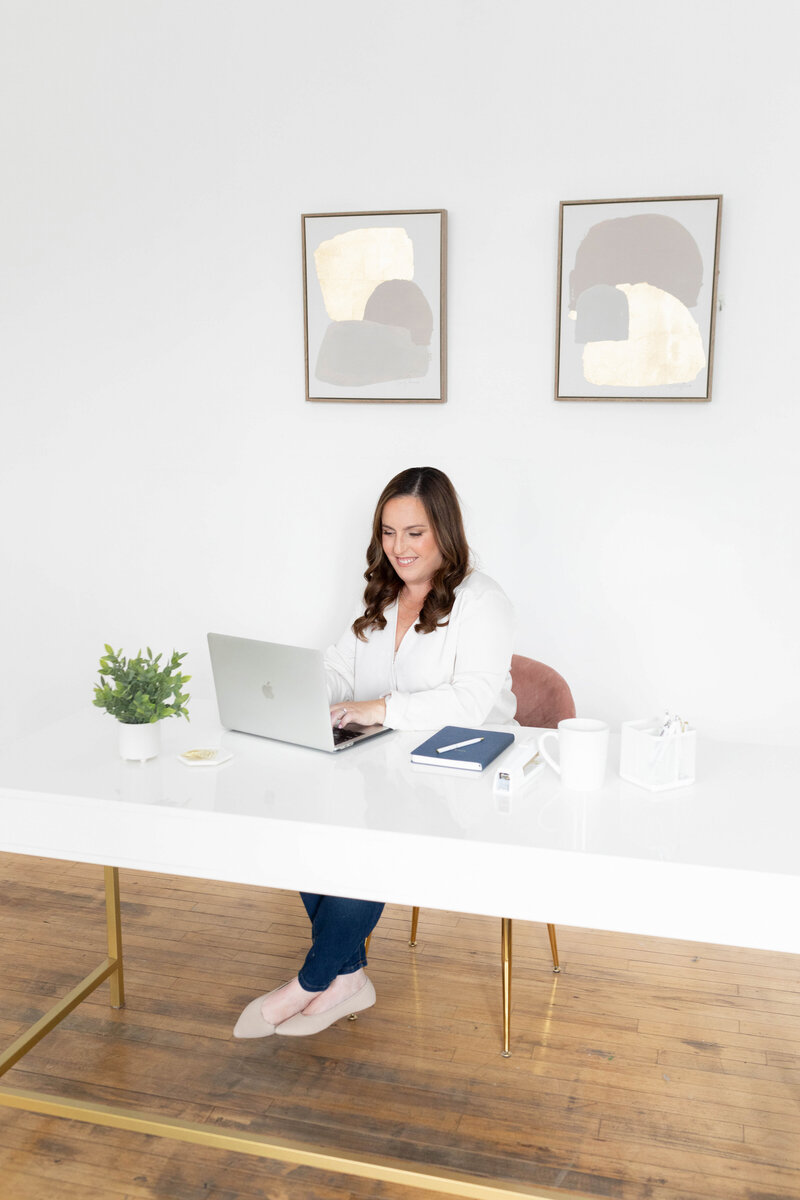 female working on a laptop