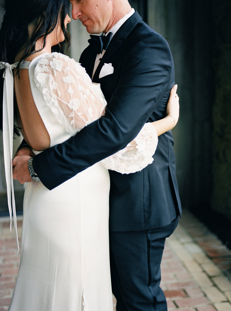 A bride and groom during their  first dance at Hotel Drover in Texas