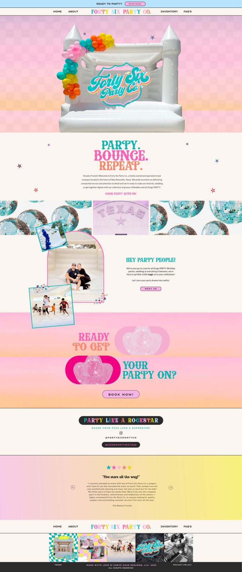 website design for party company in new braunfels texas