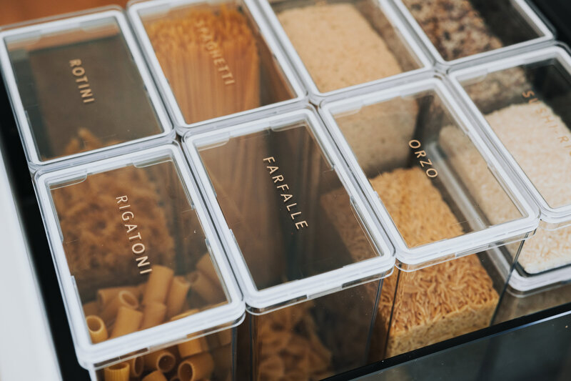 pantry makeover with labeled containers