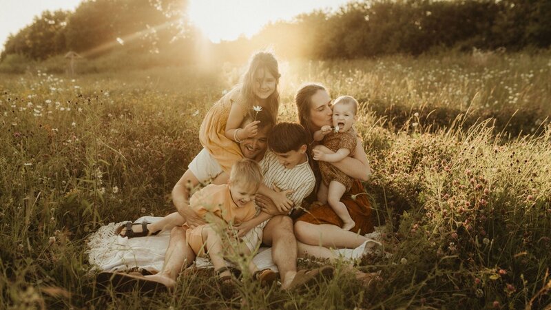 family outside nature field family photoshoot