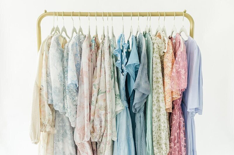 client closet dresses for family photos in Greenville, NC