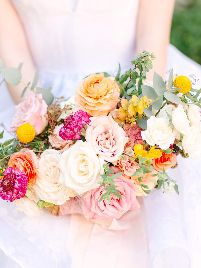 bright and colorful bridal flower bouquet