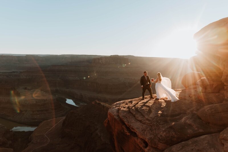 bride standing on jeep