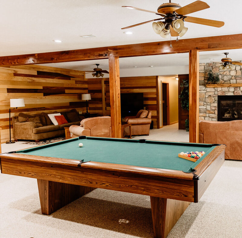 Pool table inside Montgomery Creek Ranch