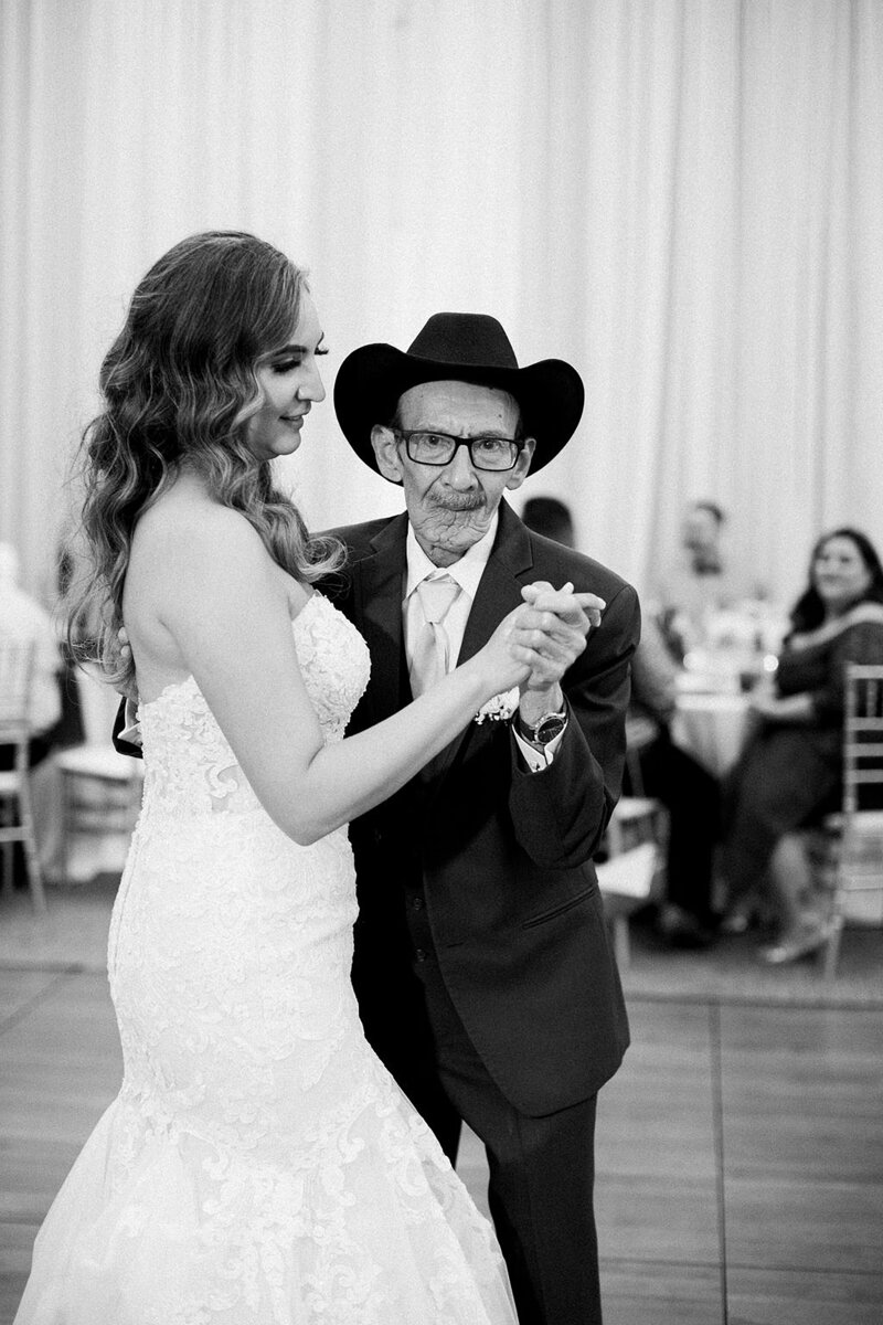 20-radiant-love-events-bride-dancing-with-father-in-cowboy-hat-black-white-romantic-elegant-timeless