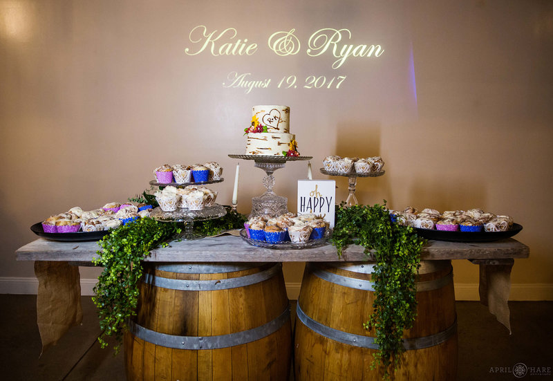 Cake table at Church Ranch Wedding Reception