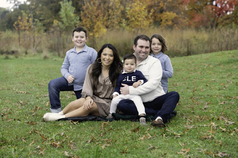Acacia Park, fall family photos family of 5, three boys