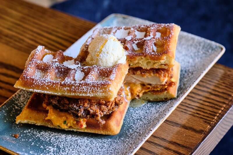 Brunch - Crispy Buttermilk Chicken and Waffle Sando 7-min