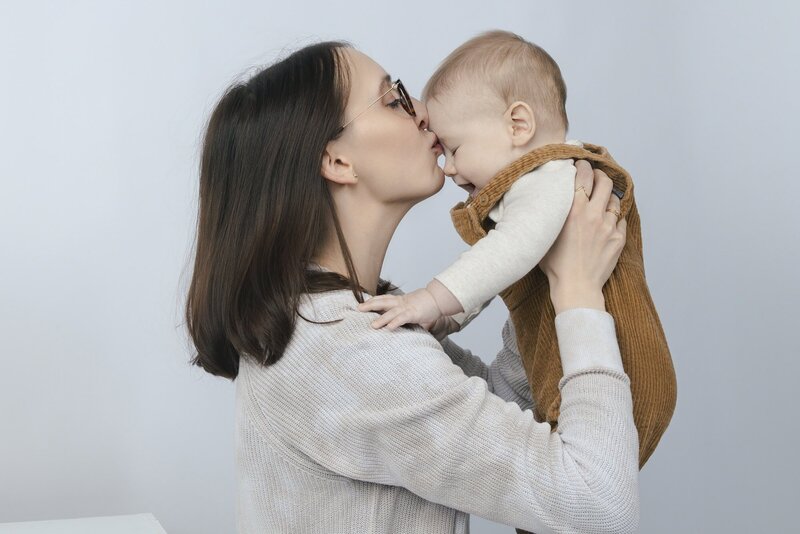 Tender mother and child studio portrait in Sherwood Park family session