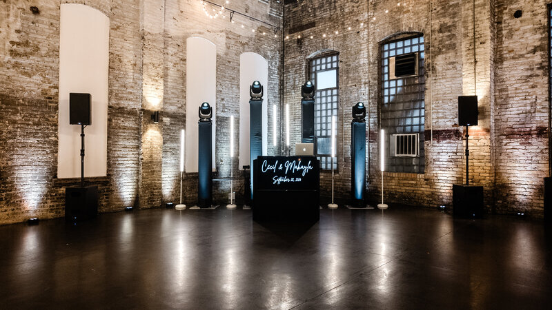 Modern, sleek DJ booth for Minneapolis wedding
