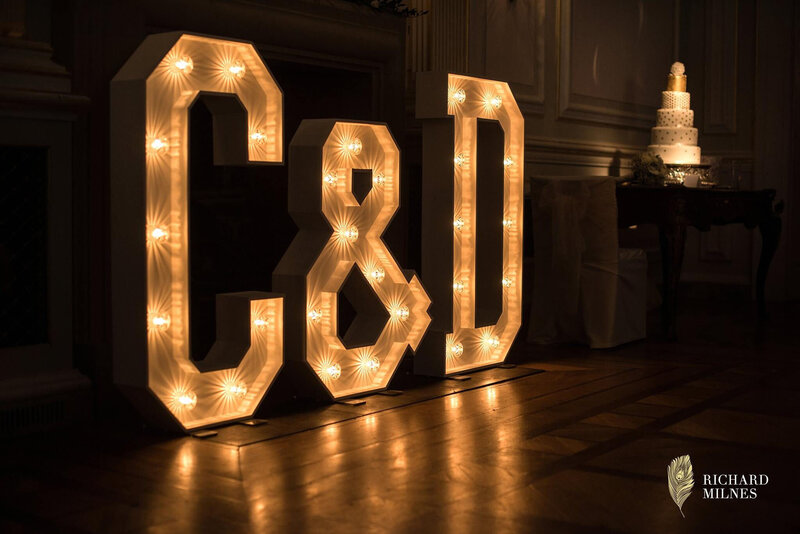 Initials letter lights to hire  for weddings, birthdays and engagement parties, THE WORD IS LOVE, Cheshire