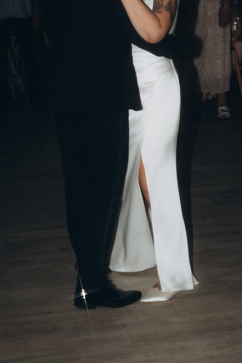 Luxury wedding in Europe – sophisticated bride in a modern wedding gown and groom in a timeless suit.