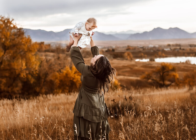Sunset family pictures in Colorado foothills at sunset by Denver Photographer Erin Jachimiak
