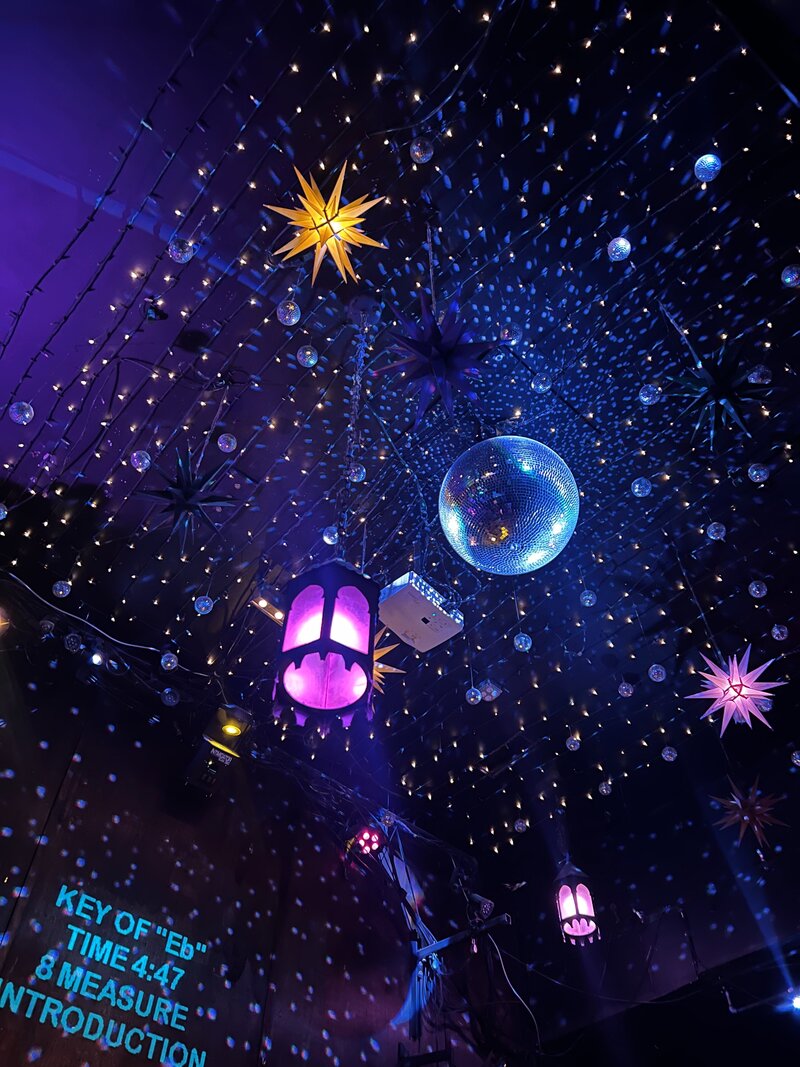 Disco balls and stage lights from The Tonic Connecticut cover band live performance