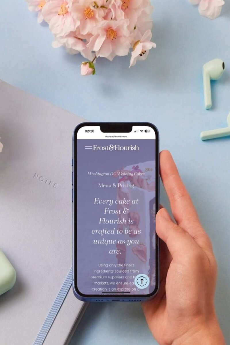 custom squarespace website design for Frost and Flourish, a Washington DC Cake Bakery and Patisserie