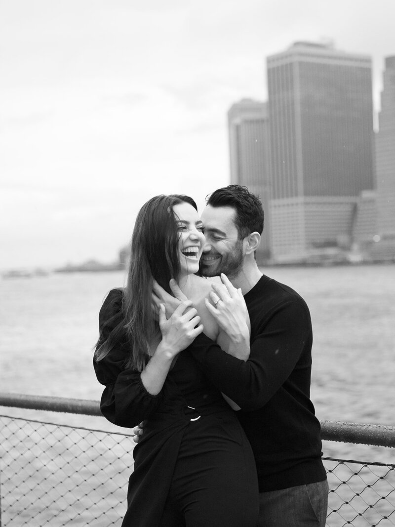 New York City engagement session in the rain on film