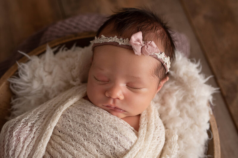 Milwaukee Newborn Photo baby posed in studio prop sleeping | Glory Be Photography by Tara Bos