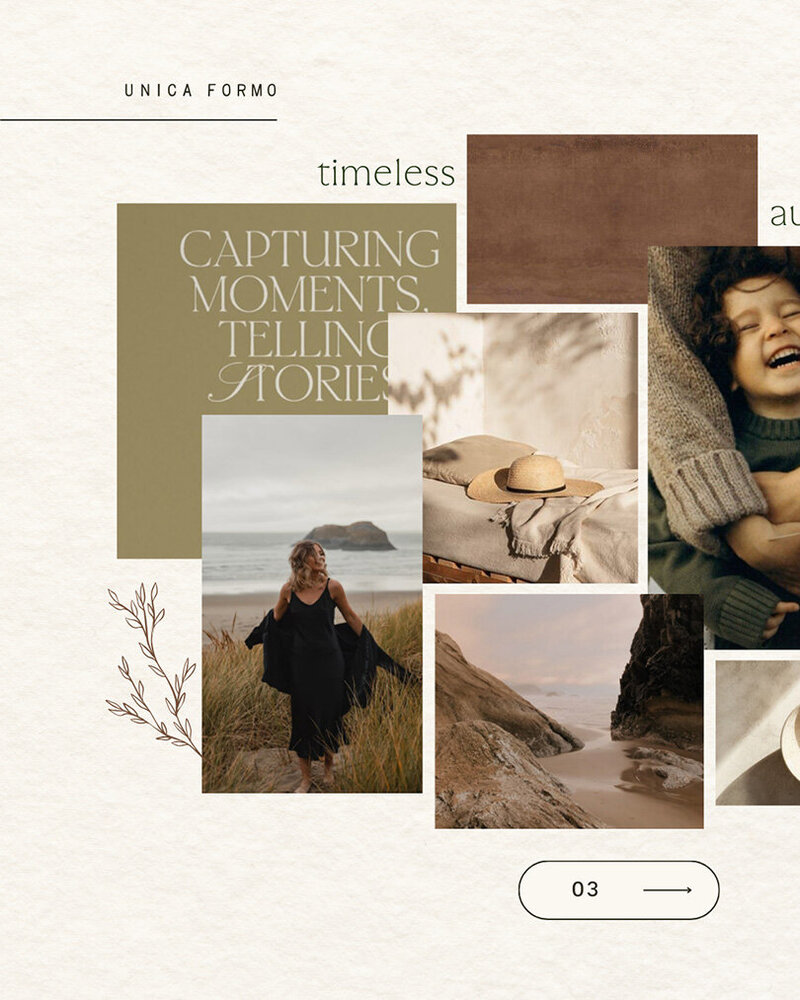 A moodboard with collected photos to establish branding for a family photographer.