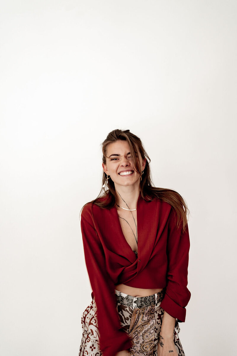 beautiful moving smiling woman
