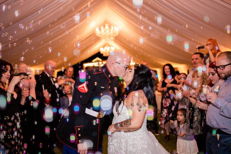 wedding bubble exit in a tent